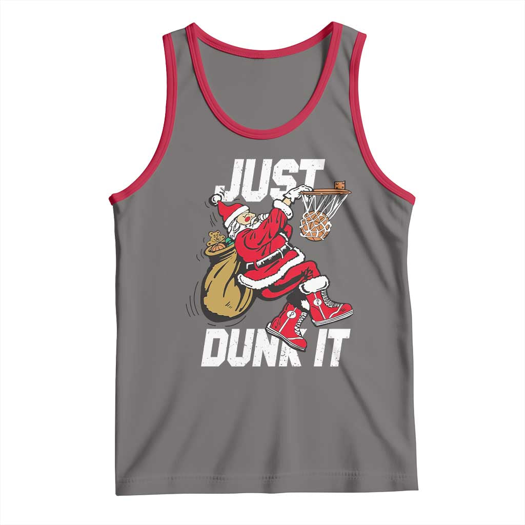 Funny Christmas Basketball Tank Top Just Dunk It Xmas Santa Sport TS11 Deep Heather Red Print Your Wear