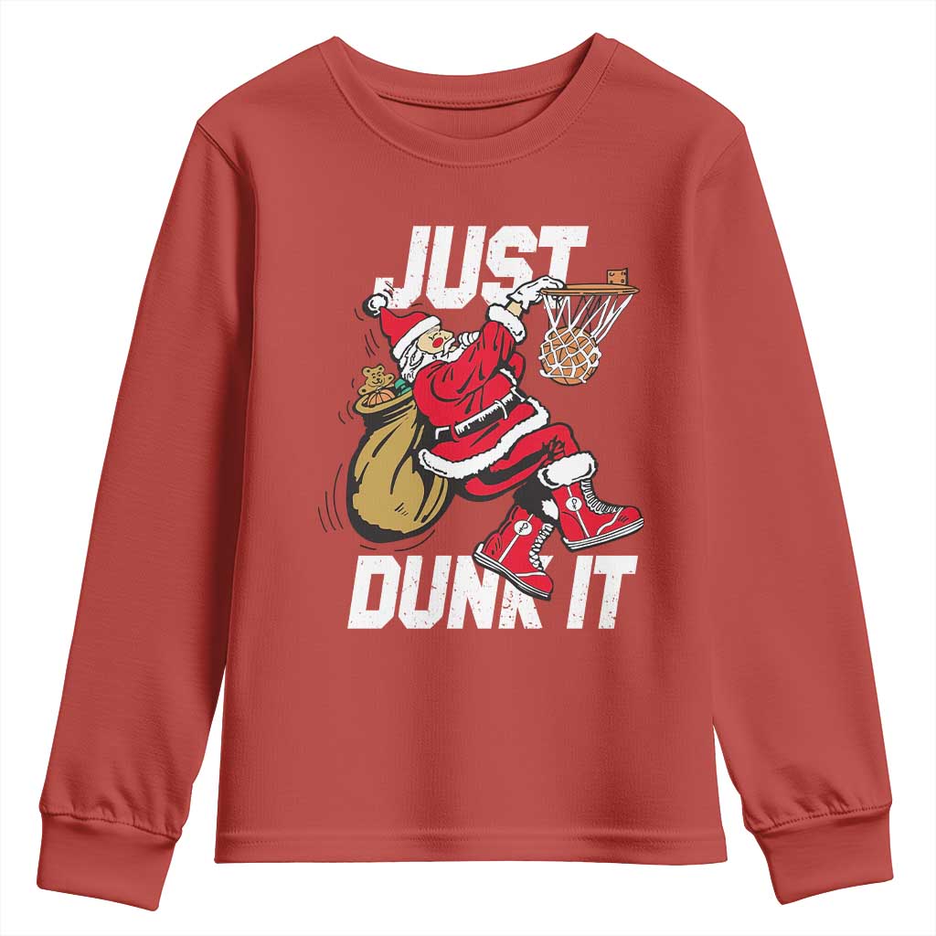 Funny Christmas Basketball Youth Sweatshirt Just Dunk It Xmas Santa Sport TS11 Red Print Your Wear