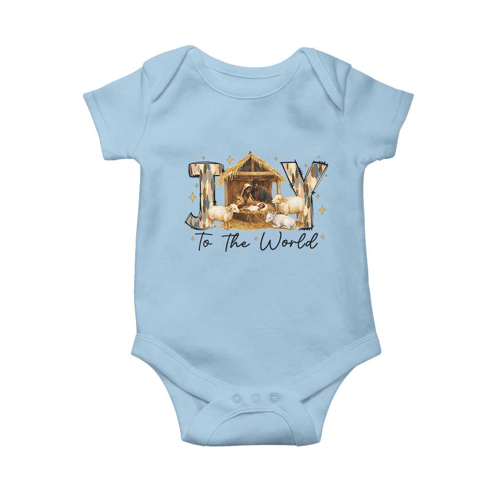 African American Christmas Nativity Scene Baby Onesie Joy To The World Afro Black Jesus TS11 Light Blue Print Your Wear