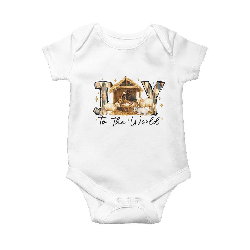 African American Christmas Nativity Scene Baby Onesie Joy To The World Afro Black Jesus TS11 White Print Your Wear