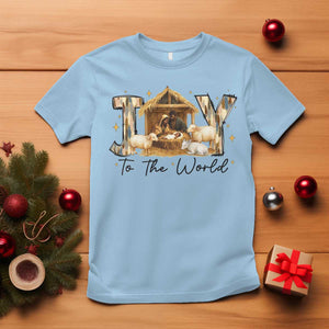 African American Christmas Nativity Scene T Shirt Joy To The World Afro Black Jesus TS11 Light Blue Print Your Wear