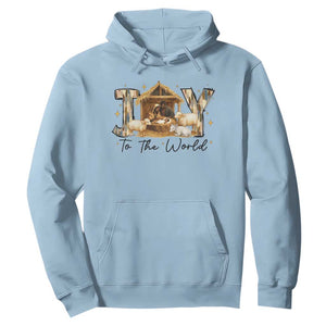 African American Christmas Nativity Scene Hoodie Joy To The World Afro Black Jesus TS11 Light Blue Print Your Wear