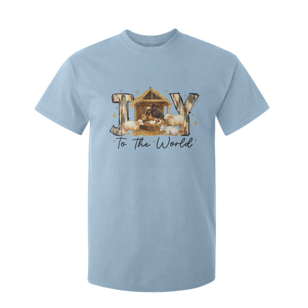 African American Christmas Nativity Scene T Shirt For Kid Joy To The World Afro Black Jesus TS11 Light Blue Print Your Wear