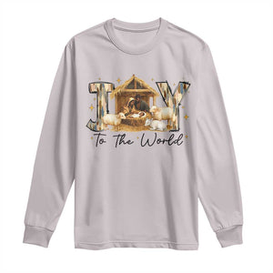 African American Christmas Nativity Scene Long Sleeve Shirt Joy To The World Afro Black Jesus TS11 Ice Gray Print Your Wear