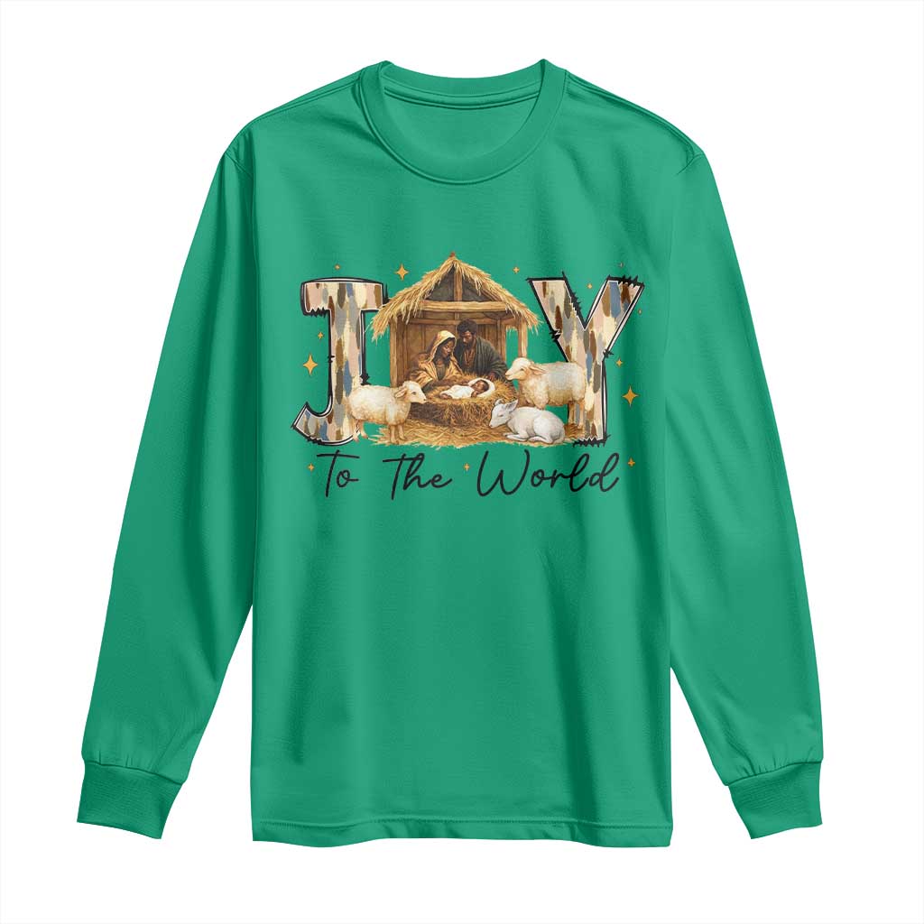 African American Christmas Nativity Scene Long Sleeve Shirt Joy To The World Afro Black Jesus TS11 Irish Green Print Your Wear