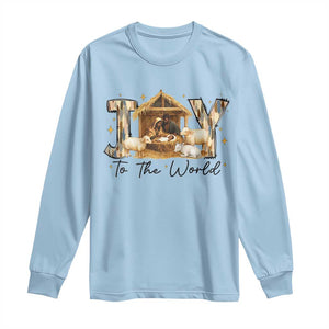 African American Christmas Nativity Scene Long Sleeve Shirt Joy To The World Afro Black Jesus TS11 Light Blue Print Your Wear
