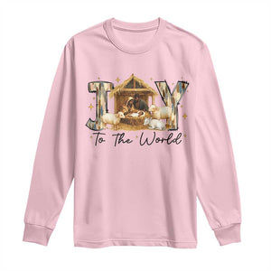 African American Christmas Nativity Scene Long Sleeve Shirt Joy To The World Afro Black Jesus TS11 Light Pink Print Your Wear