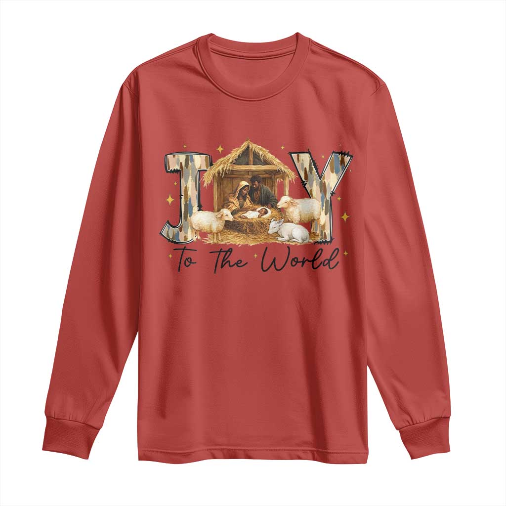 African American Christmas Nativity Scene Long Sleeve Shirt Joy To The World Afro Black Jesus TS11 Red Print Your Wear