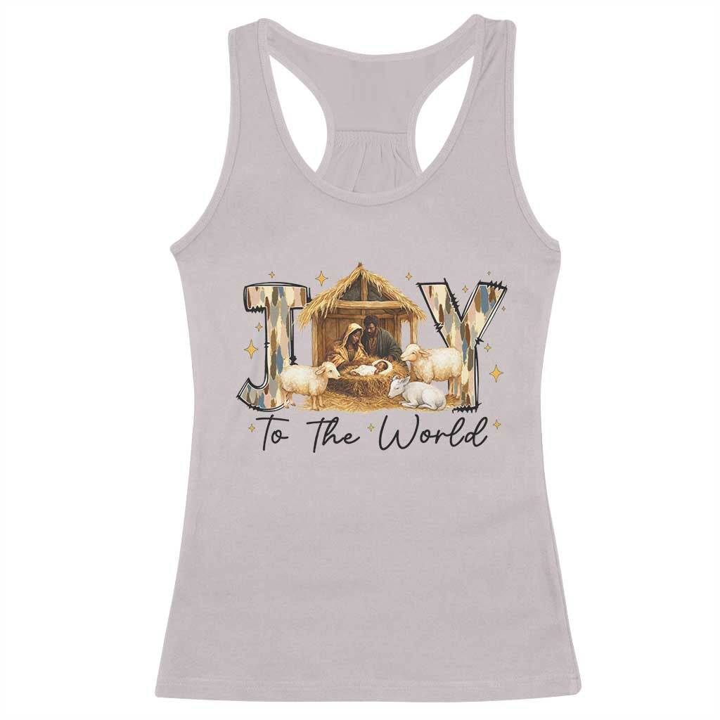 African American Christmas Nativity Scene Racerback Tank Top Joy To The World Afro Black Jesus TS11 Ice Gray Print Your Wear