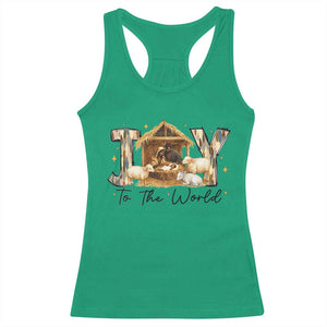 African American Christmas Nativity Scene Racerback Tank Top Joy To The World Afro Black Jesus - Print Your Wear
