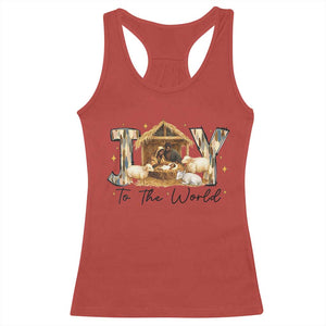 African American Christmas Nativity Scene Racerback Tank Top Joy To The World Afro Black Jesus - Print Your Wear
