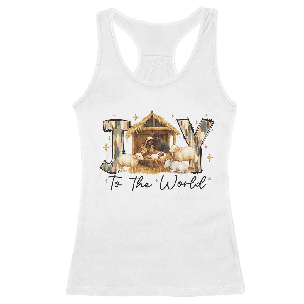 African American Christmas Nativity Scene Racerback Tank Top Joy To The World Afro Black Jesus TS11 White Print Your Wear