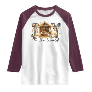 African American Christmas Nativity Scene Raglan Shirt Joy To The World Afro Black Jesus - Print Your Wear