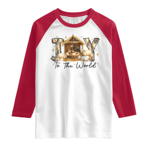 African American Christmas Nativity Scene Raglan Shirt Joy To The World Afro Black Jesus - Print Your Wear