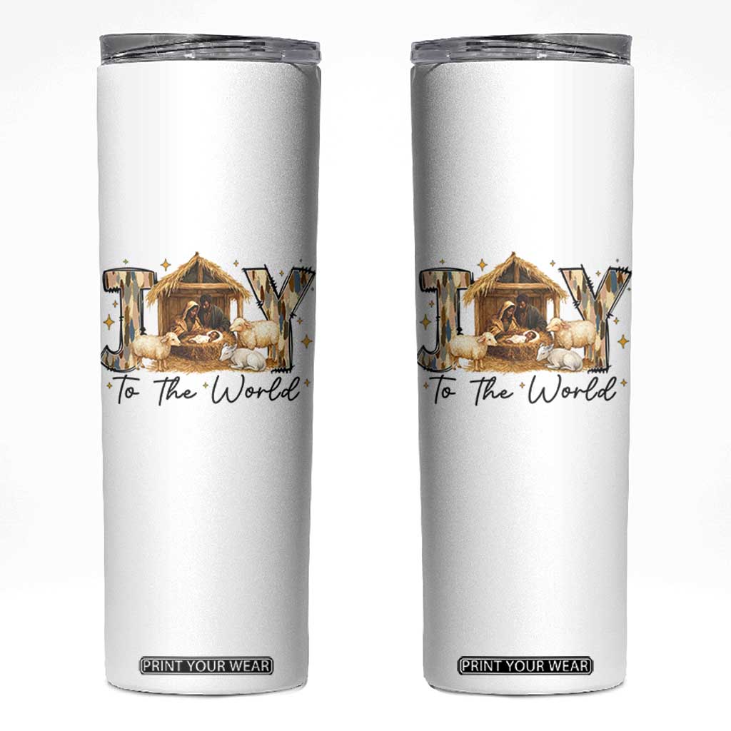 African American Christmas Nativity Scene Skinny Tumbler Joy To The World Afro Black Jesus TS11 White Print Your Wear