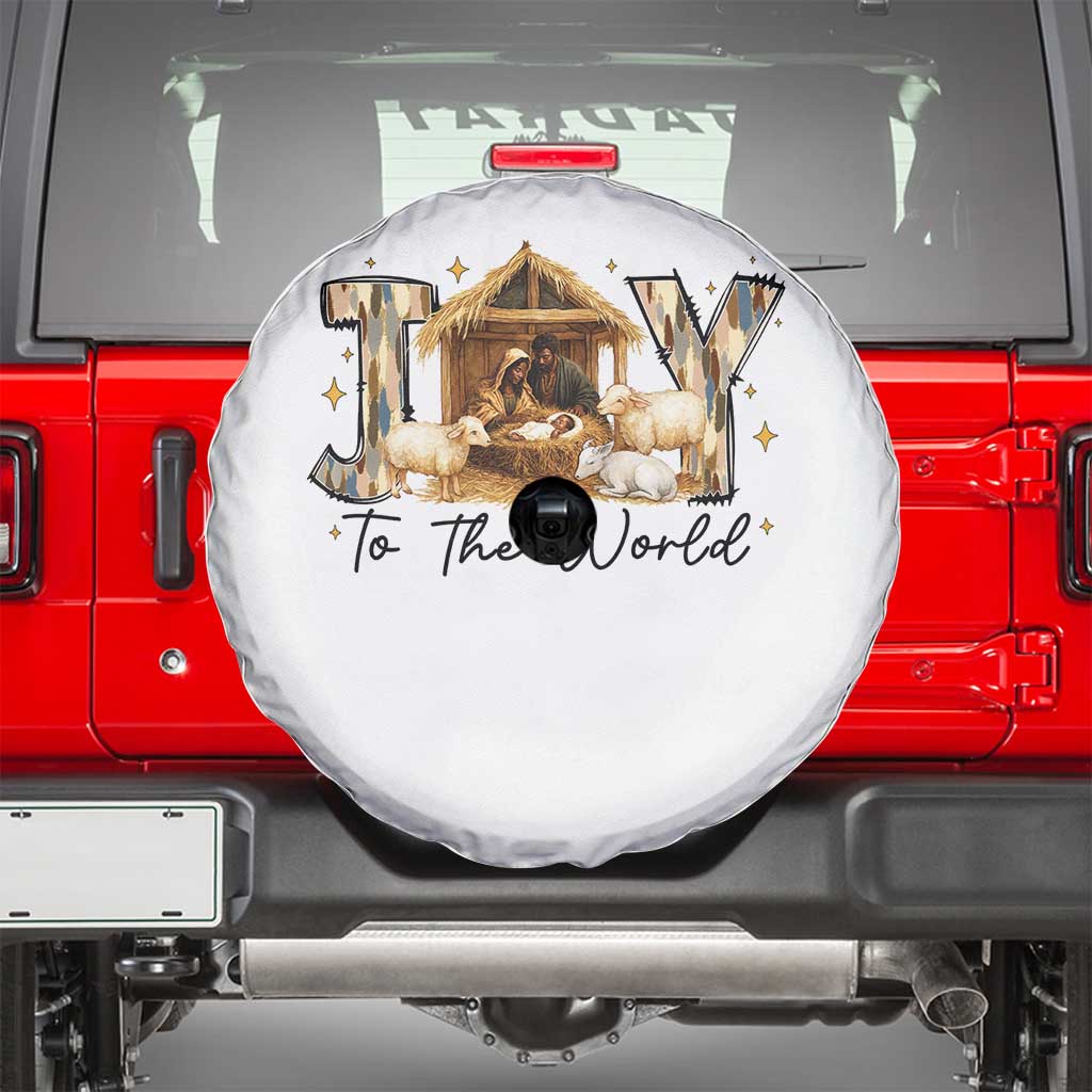 African American Christmas Nativity Scene Spare Tire Cover Joy To The World Afro Black Jesus TS11 White Print Your Wear