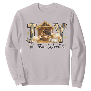 African American Christmas Nativity Scene Sweatshirt Joy To The World Afro Black Jesus TS11 Ice Gray Print Your Wear