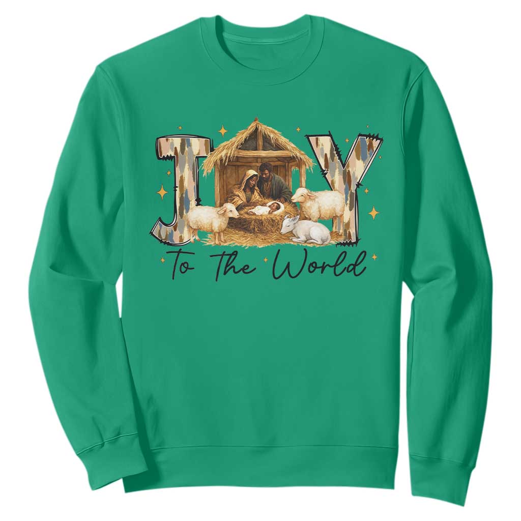 African American Christmas Nativity Scene Sweatshirt Joy To The World Afro Black Jesus TS11 Irish Green Print Your Wear