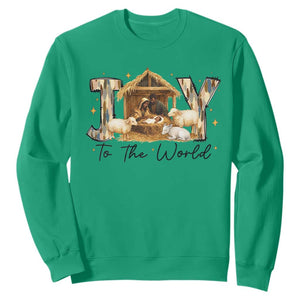 African American Christmas Nativity Scene Sweatshirt Joy To The World Afro Black Jesus TS11 Irish Green Print Your Wear