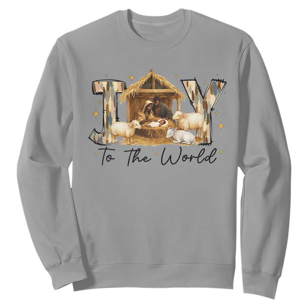 African American Christmas Nativity Scene Sweatshirt Joy To The World Afro Black Jesus TS11 Sport Gray Print Your Wear