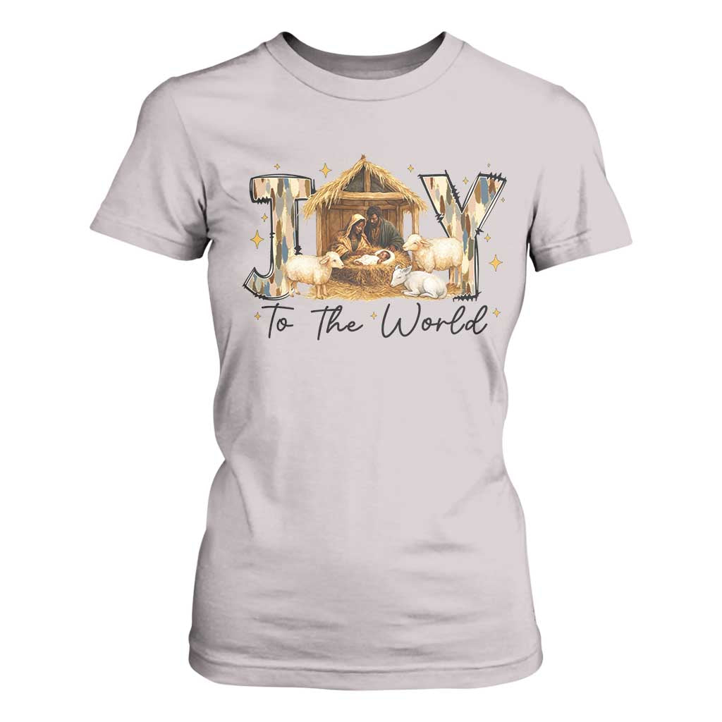 African American Christmas Nativity Scene T Shirt For Women Joy To The World Afro Black Jesus TS11 Ice Gray Print Your Wear