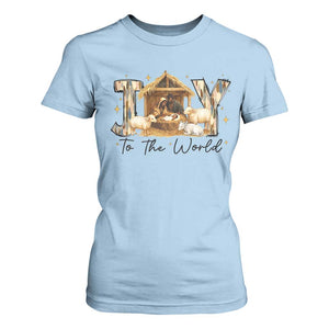 African American Christmas Nativity Scene T Shirt For Women Joy To The World Afro Black Jesus TS11 Light Blue Print Your Wear