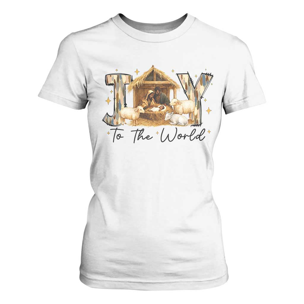 African American Christmas Nativity Scene T Shirt For Women Joy To The World Afro Black Jesus TS11 White Print Your Wear