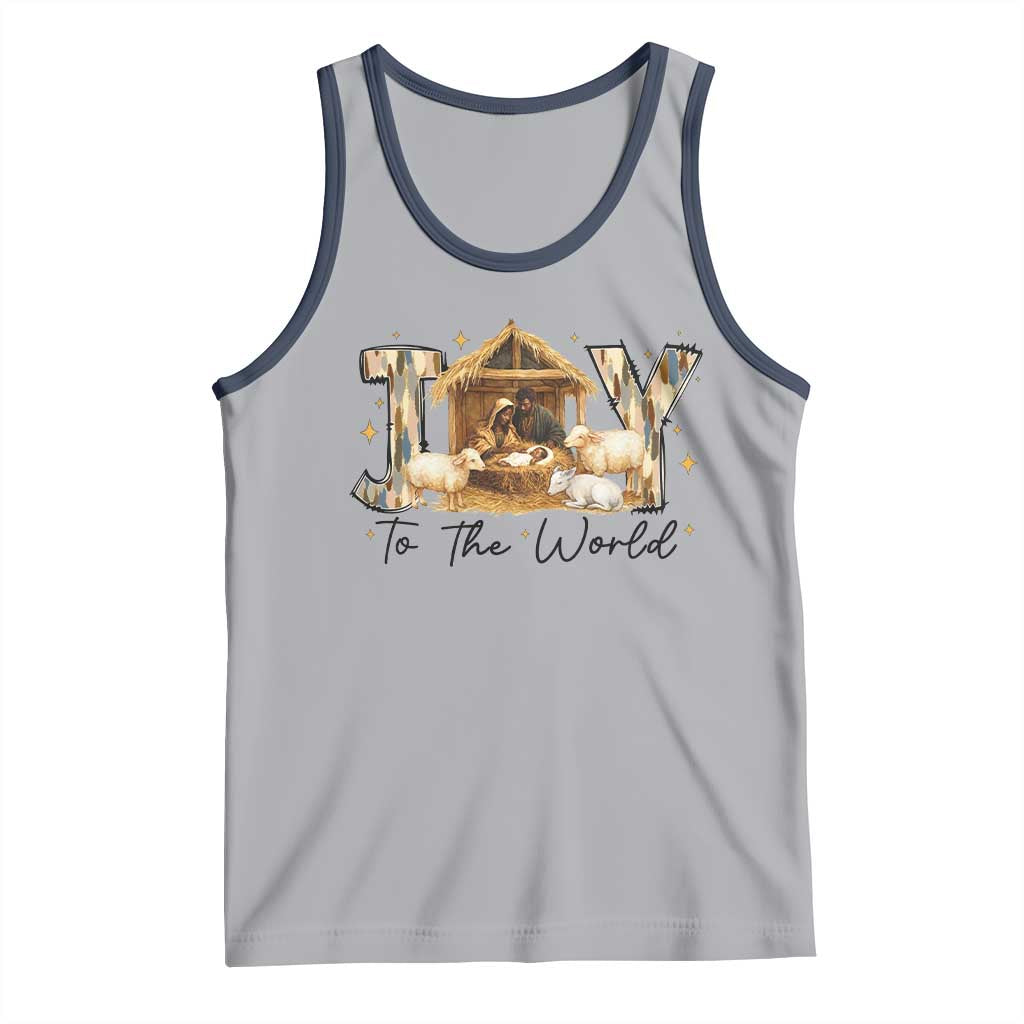 African American Christmas Nativity Scene Tank Top Joy To The World Afro Black Jesus TS11 Athletic Heather Navy Print Your Wear