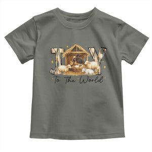 African American Christmas Nativity Scene Toddler T Shirt Joy To The World Afro Black Jesus TS11 Military Green Print Your Wear