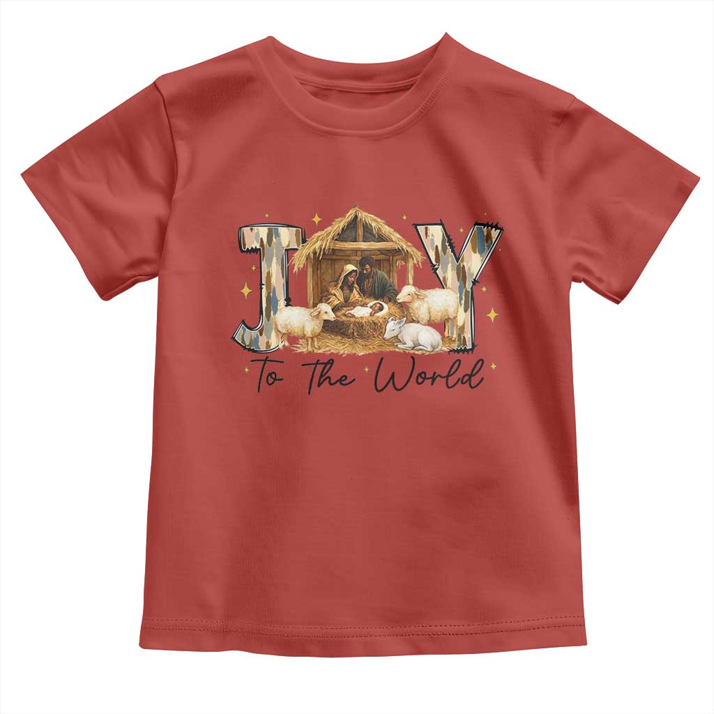 African American Christmas Nativity Scene Toddler T Shirt Joy To The World Afro Black Jesus - Print Your Wear