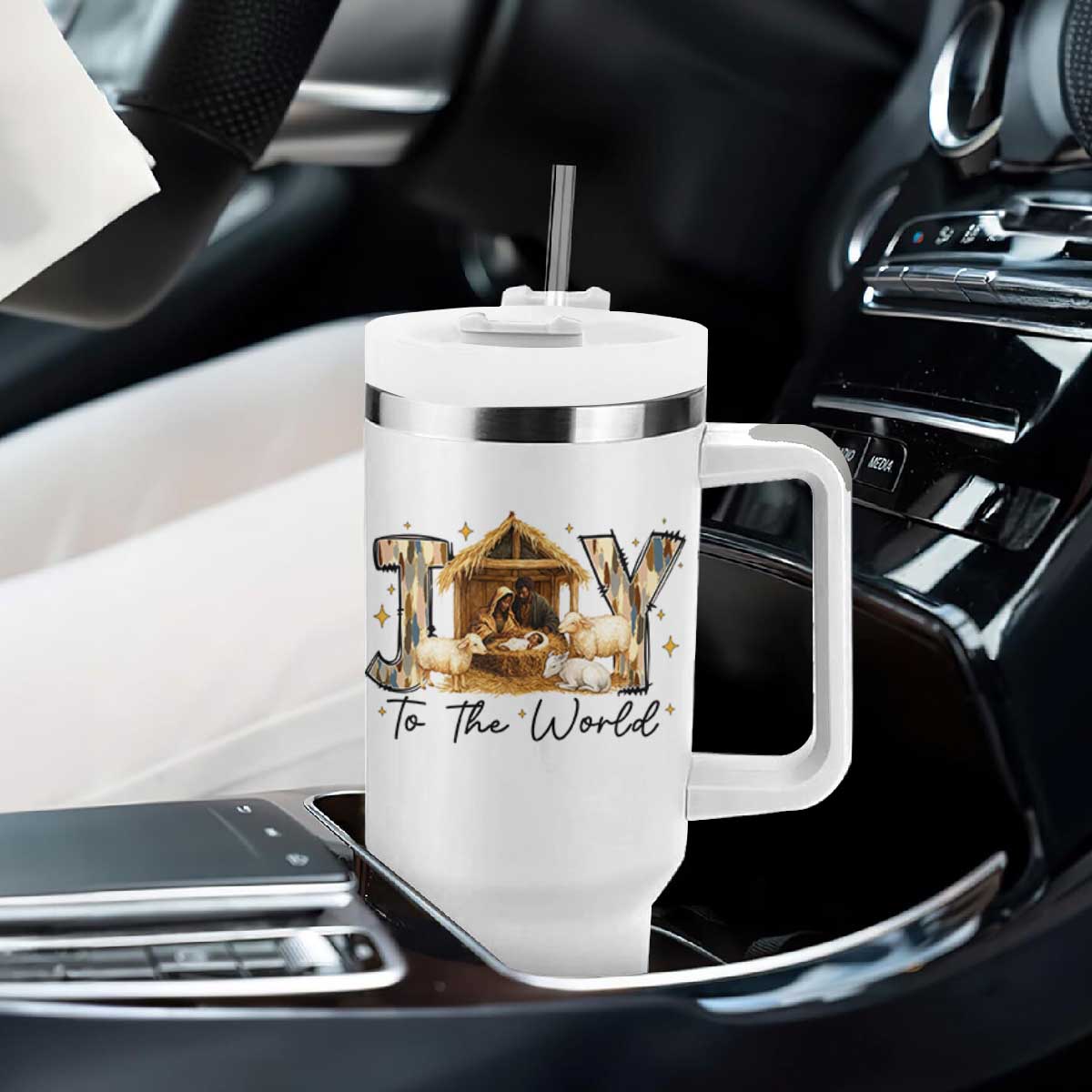 African American Christmas Nativity Scene Tumbler With Handle Joy To The World Afro Black Jesus TS11 Print Your Wear