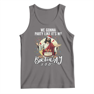 Funny Christian Christmas Birthday Tank Top We Gonna Party Like It Is My Birthday TS11 Deep Heather Print Your Wear