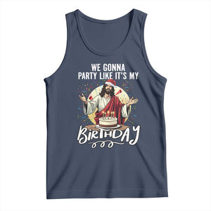 Funny Christian Christmas Birthday Tank Top We Gonna Party Like It Is My Birthday TS11 Navy Print Your Wear