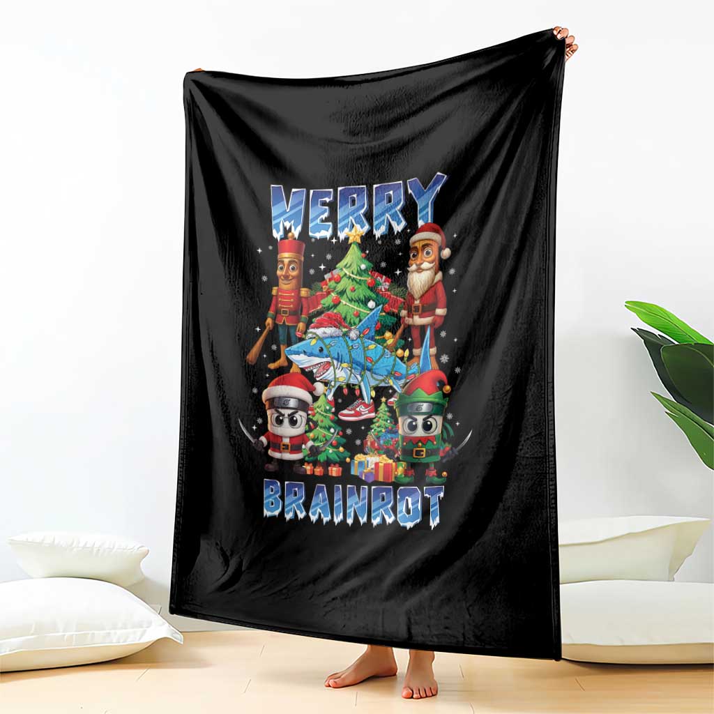 Funny Italian Brainrot Meme Christmas Throw Blanket Merry Brainrot Xmas Gen Alpha TS11 Print Your Wear