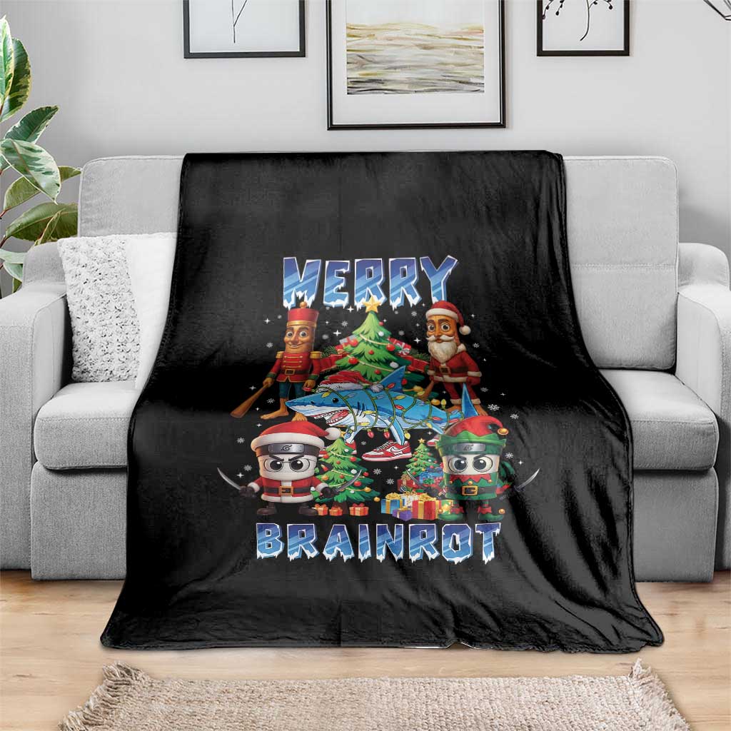Funny Italian Brainrot Meme Christmas Throw Blanket Merry Brainrot Xmas Gen Alpha TS11 Print Your Wear