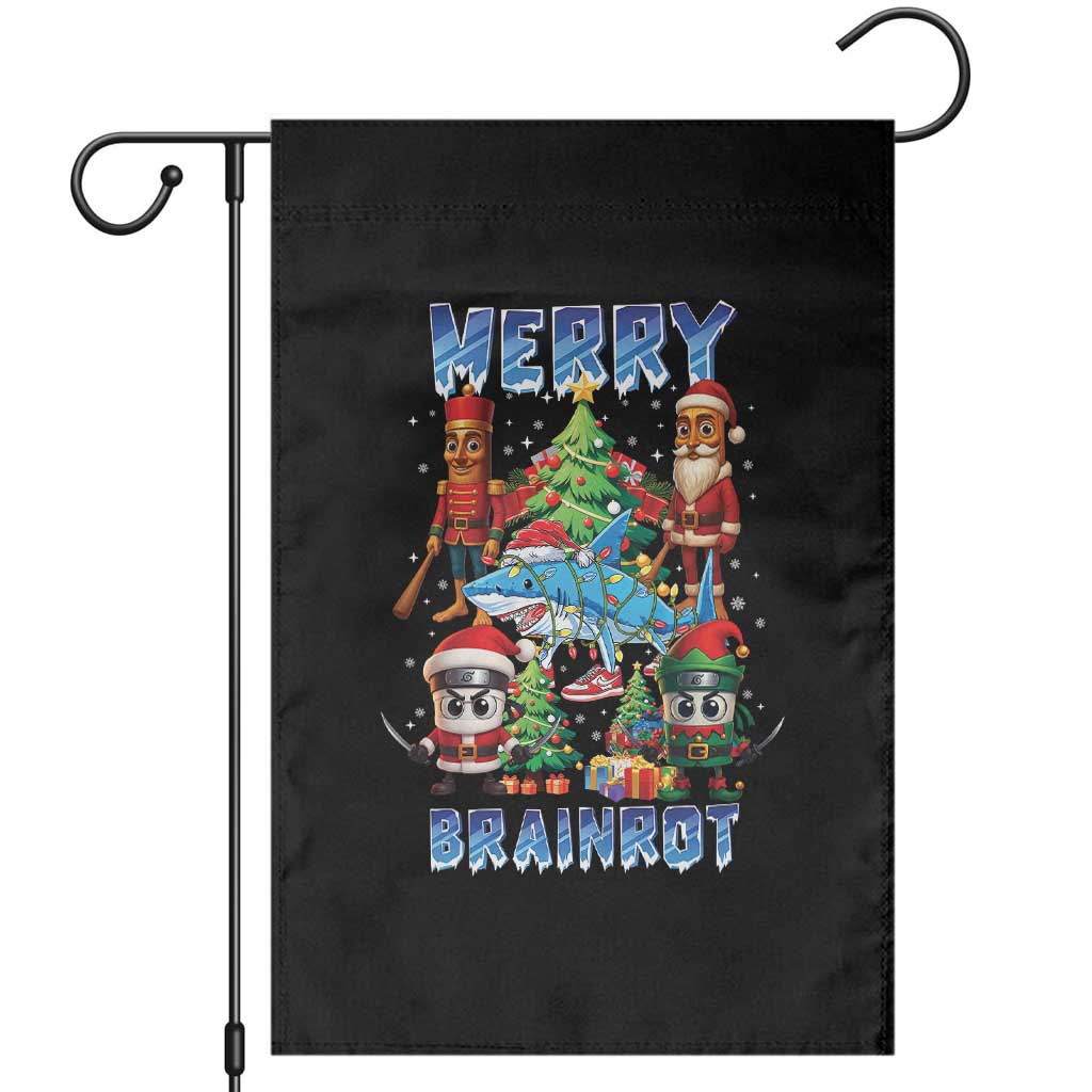 Funny Italian Brainrot Meme Christmas Garden Flag Merry Brainrot Xmas Gen Alpha TS11 Black Print Your Wear