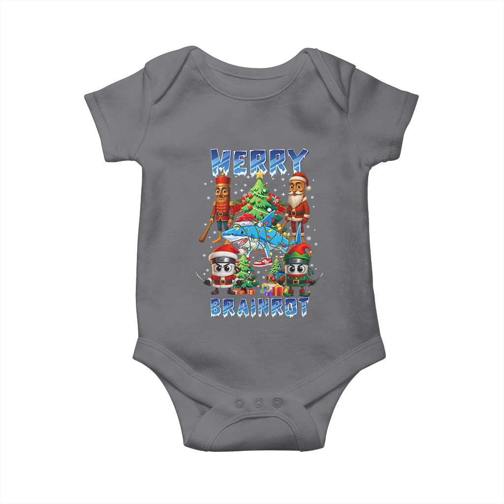Funny Italian Brainrot Meme Christmas Baby Onesie Merry Brainrot Xmas Gen Alpha TS11 Charcoal Print Your Wear