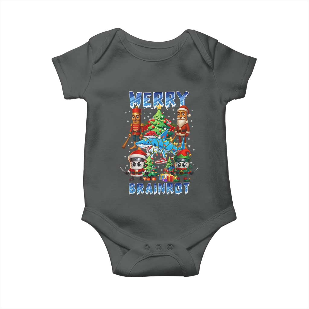 Funny Italian Brainrot Meme Christmas Baby Onesie Merry Brainrot Xmas Gen Alpha TS11 Dark Heather Print Your Wear