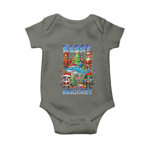 Funny Italian Brainrot Meme Christmas Baby Onesie Merry Brainrot Xmas Gen Alpha TS11 Military Green Print Your Wear