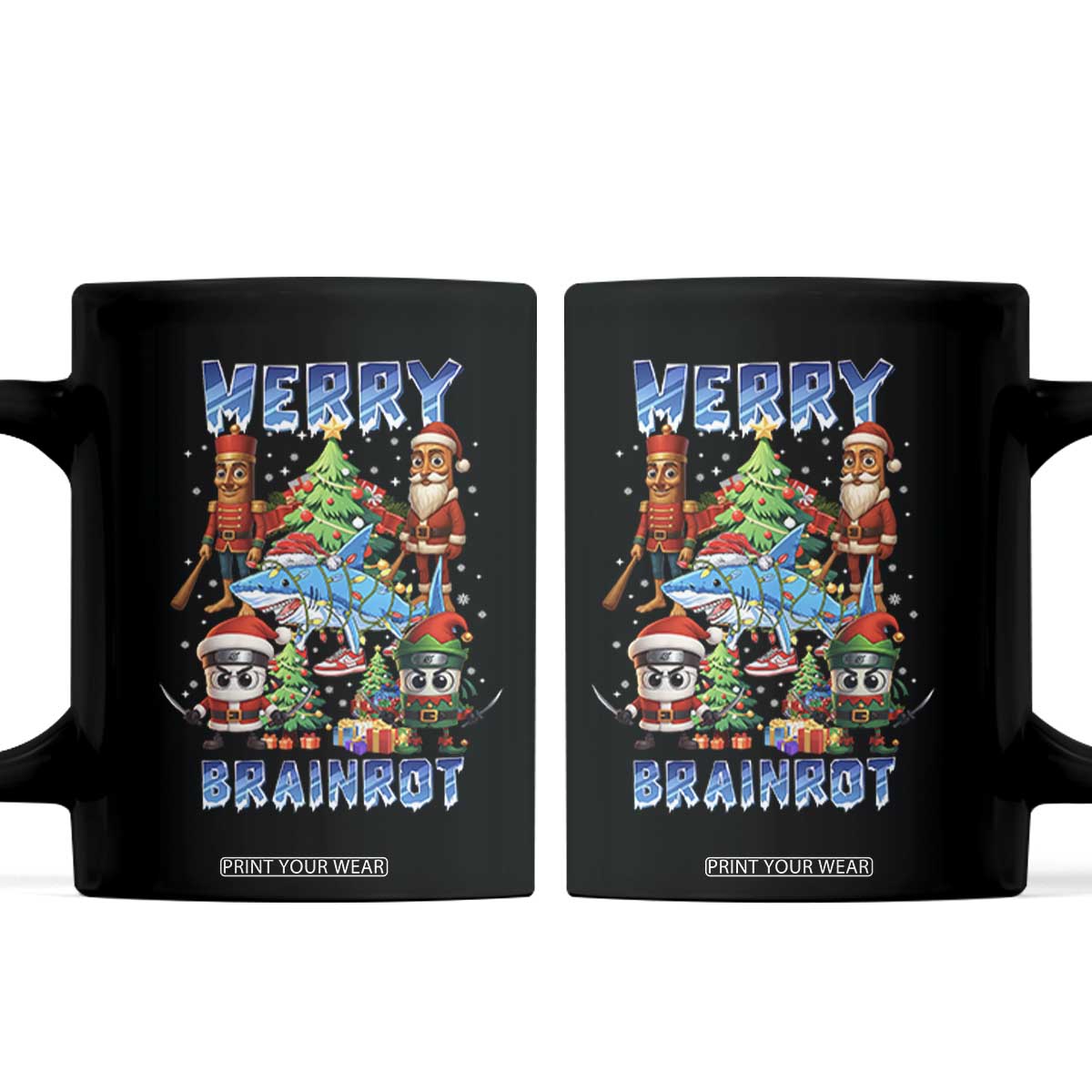 Funny Italian Brainrot Meme Christmas Coffee Mug Merry Brainrot Xmas Gen Alpha TS11 Black Print Your Wear