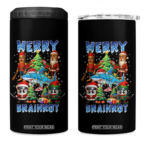 Funny Italian Brainrot Meme Christmas 4 in 1 Can Cooler Tumbler Merry Brainrot Xmas Gen Alpha TS11 One Size: 16 oz Black Print Your Wear