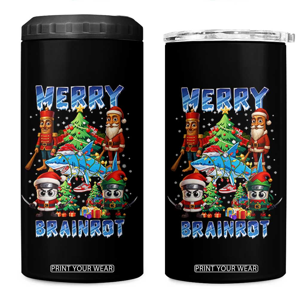 Funny Italian Brainrot Meme Christmas 4 in 1 Can Cooler Tumbler Merry Brainrot Xmas Gen Alpha TS11 One Size: 16 oz Black Print Your Wear