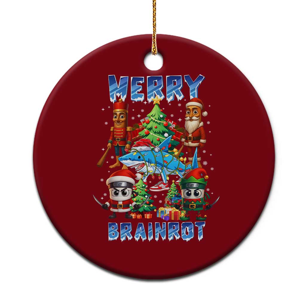 Funny Italian Brainrot Meme Christmas Ceramic Ornament Merry Brainrot Xmas Gen Alpha TS11 1pc Red Print Your Wear