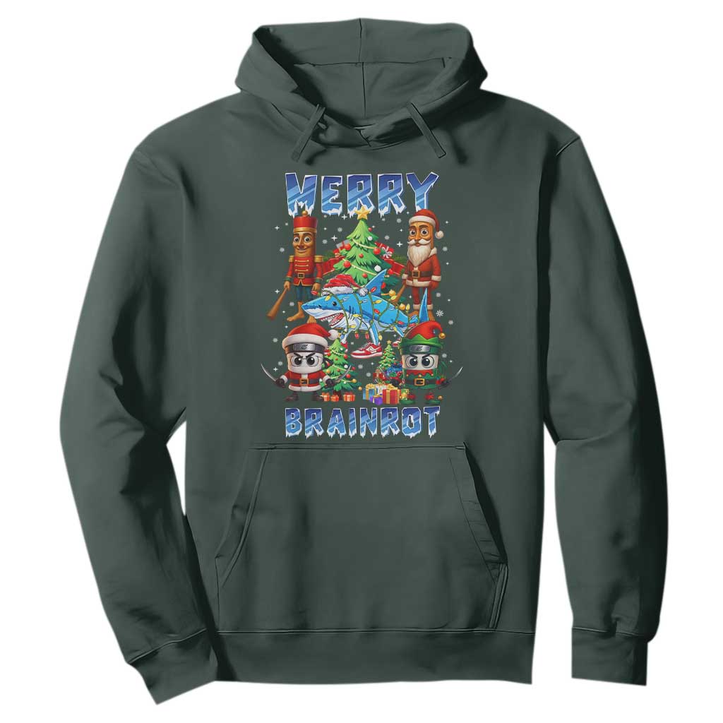 Funny Italian Brainrot Meme Christmas Hoodie Merry Brainrot Xmas Gen Alpha TS11 Dark Forest Green Print Your Wear