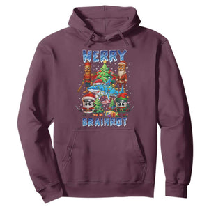 Funny Italian Brainrot Meme Christmas Hoodie Merry Brainrot Xmas Gen Alpha TS11 Maroon Print Your Wear