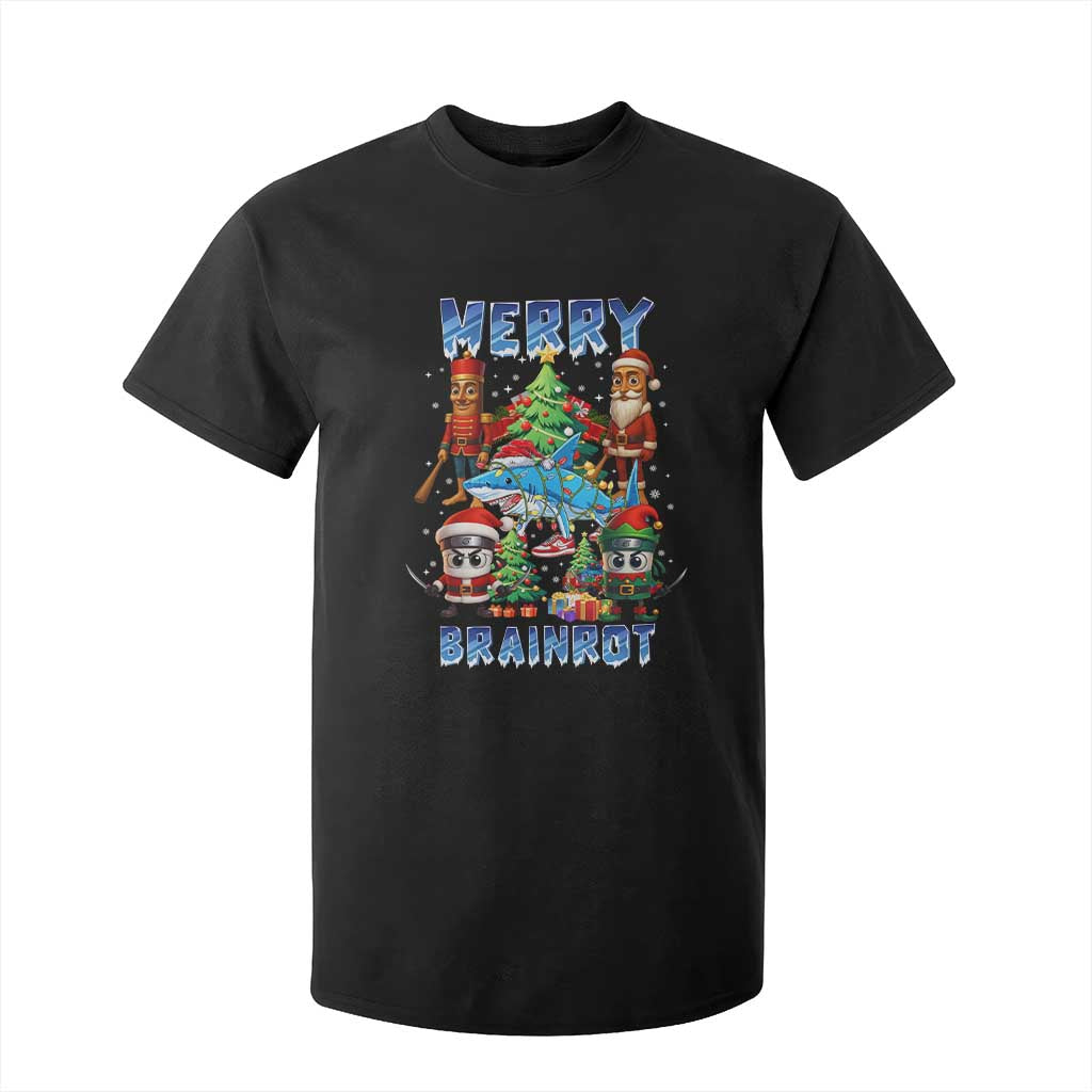 Funny Italian Brainrot Meme Christmas T Shirt For Kid Merry Brainrot Xmas Gen Alpha TS11 Black Print Your Wear