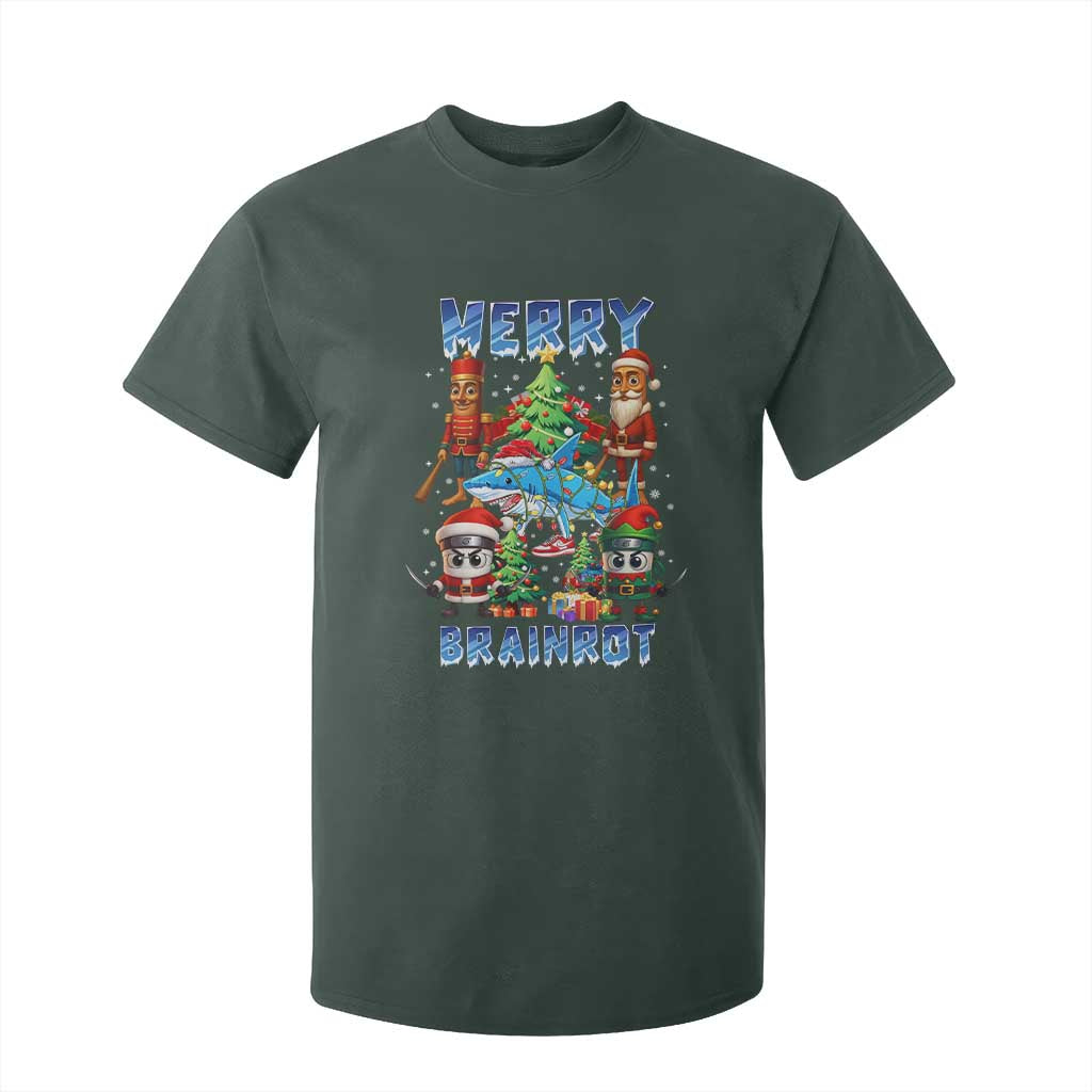Funny Italian Brainrot Meme Christmas T Shirt For Kid Merry Brainrot Xmas Gen Alpha TS11 Dark Forest Green Print Your Wear