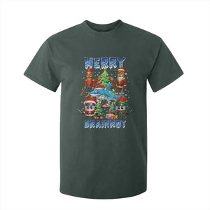 Funny Italian Brainrot Meme Christmas T Shirt For Kid Merry Brainrot Xmas Gen Alpha TS11 Dark Forest Green Print Your Wear