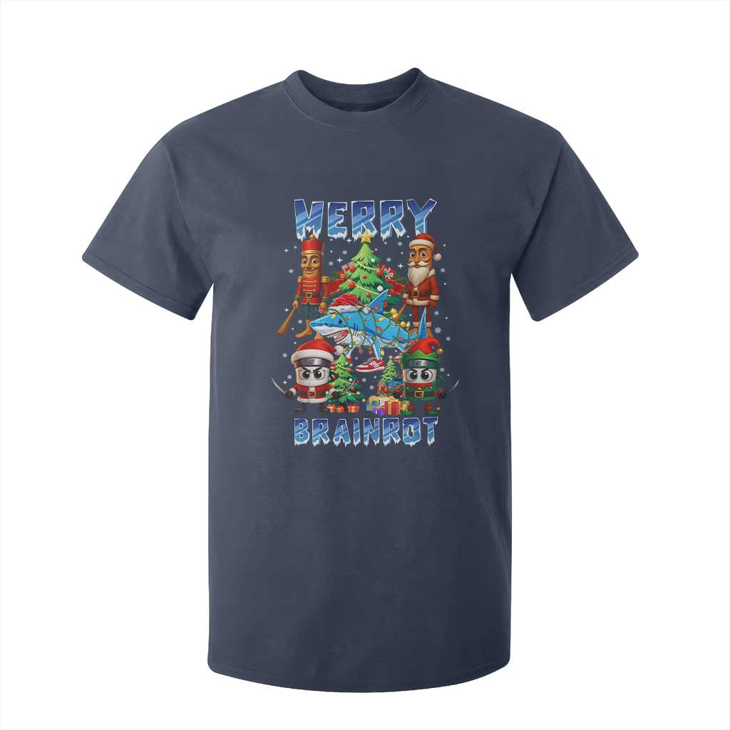 Funny Italian Brainrot Meme Christmas T Shirt For Kid Merry Brainrot Xmas Gen Alpha TS11 Navy Print Your Wear