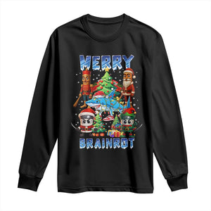 Funny Italian Brainrot Meme Christmas Long Sleeve Shirt Merry Brainrot Xmas Gen Alpha TS11 Black Print Your Wear